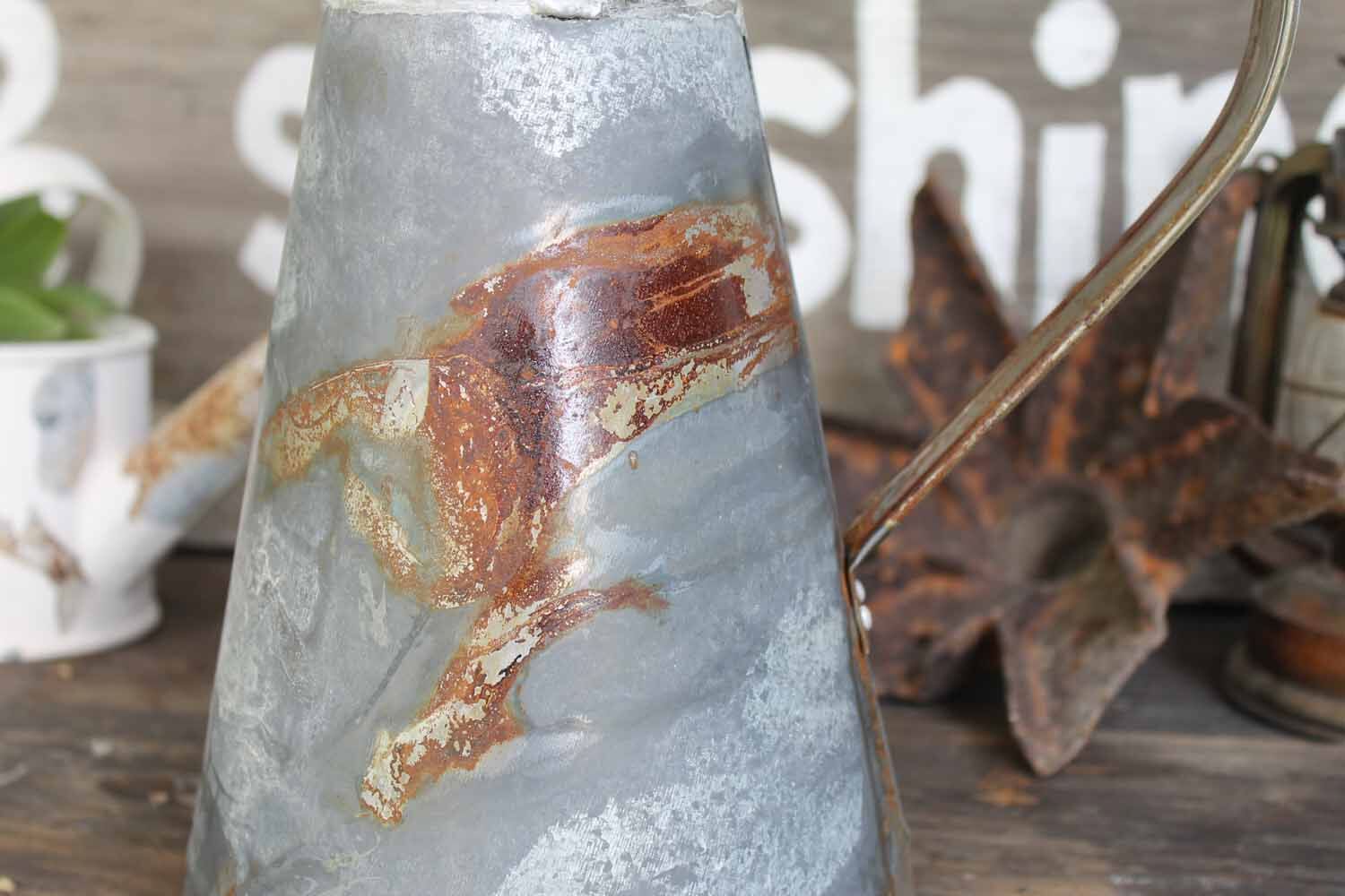 Rustic farmhouse galvanized metal pitcher