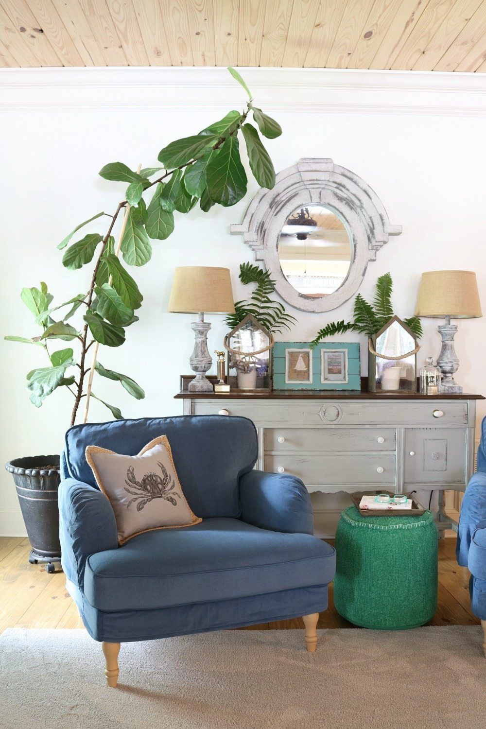 Living Room at Refresh Restyle huge fiddle leaf fig tree