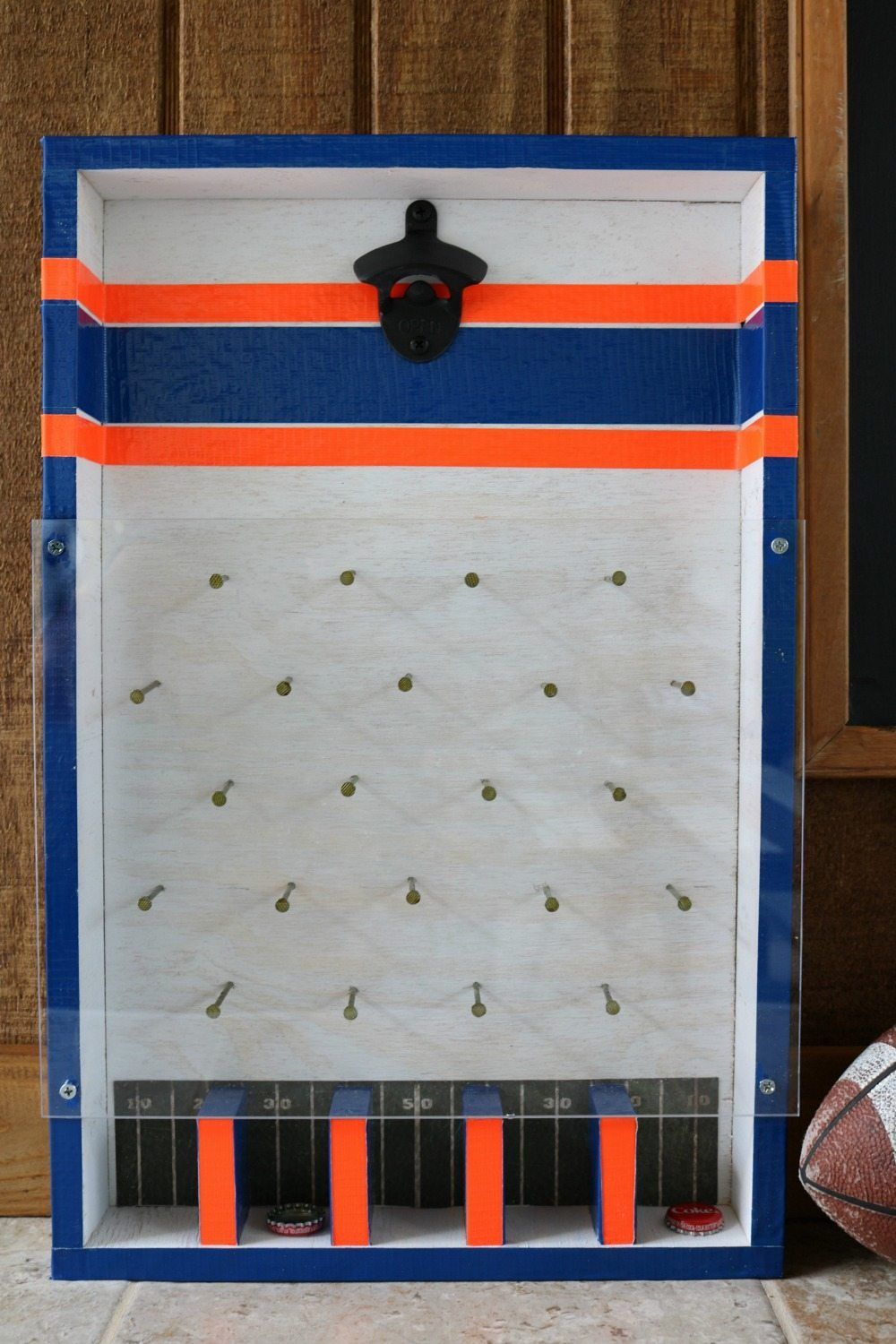 Auburn colors for this DIY bottle opener game at Refresh Restyle