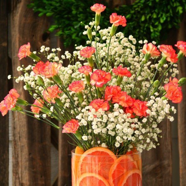 Red grapefruit floral arrangement
