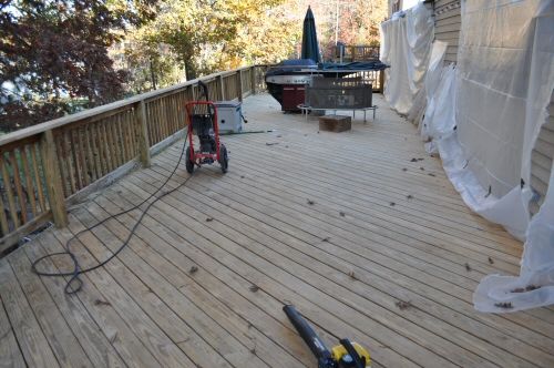 stripped yellow pine deck