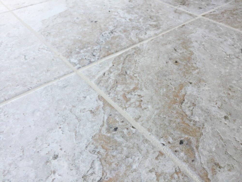 Marazzi Trevi 12 x 12 porcelain tile used on outdoor kitchen countertop at Refresh Restyle