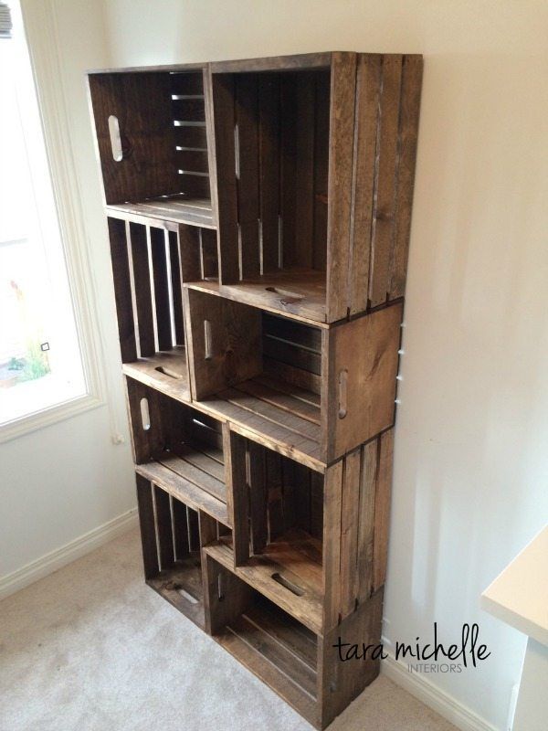 DIY Crate Bookshelf, Rustic Home Decor Ideas via Refresh Restyle