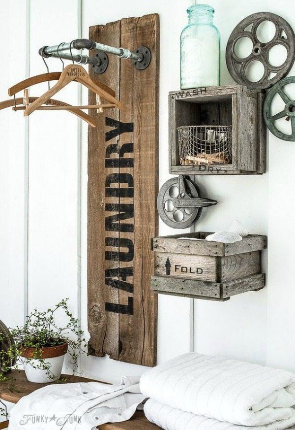 Rustic Laundry Hangup, Rustic Home Decor Ideas via Refresh Restyle
