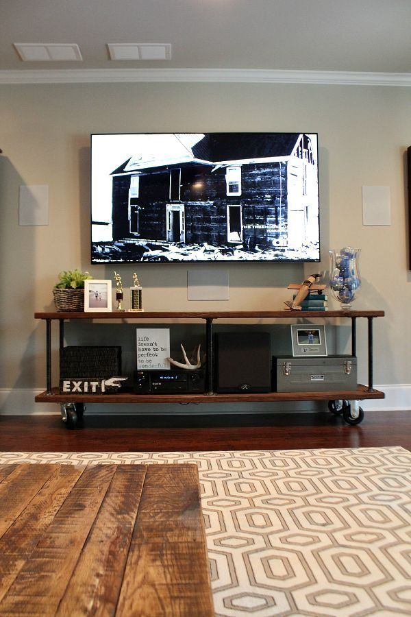 Industrial tv console easy DIY instructions at refreshrestyle.com