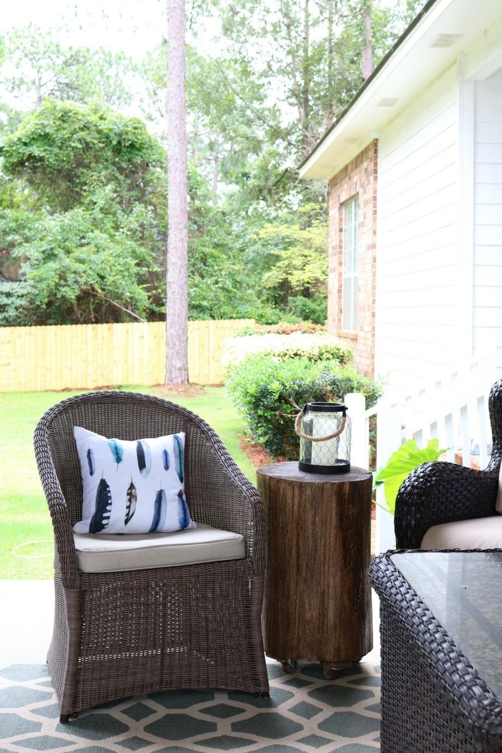 Stump tables are perfect on the porch at Refresh Restyle